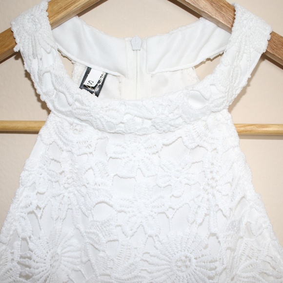 Women's White Floral Lace High Neck Dress S - Picture 3 of 8